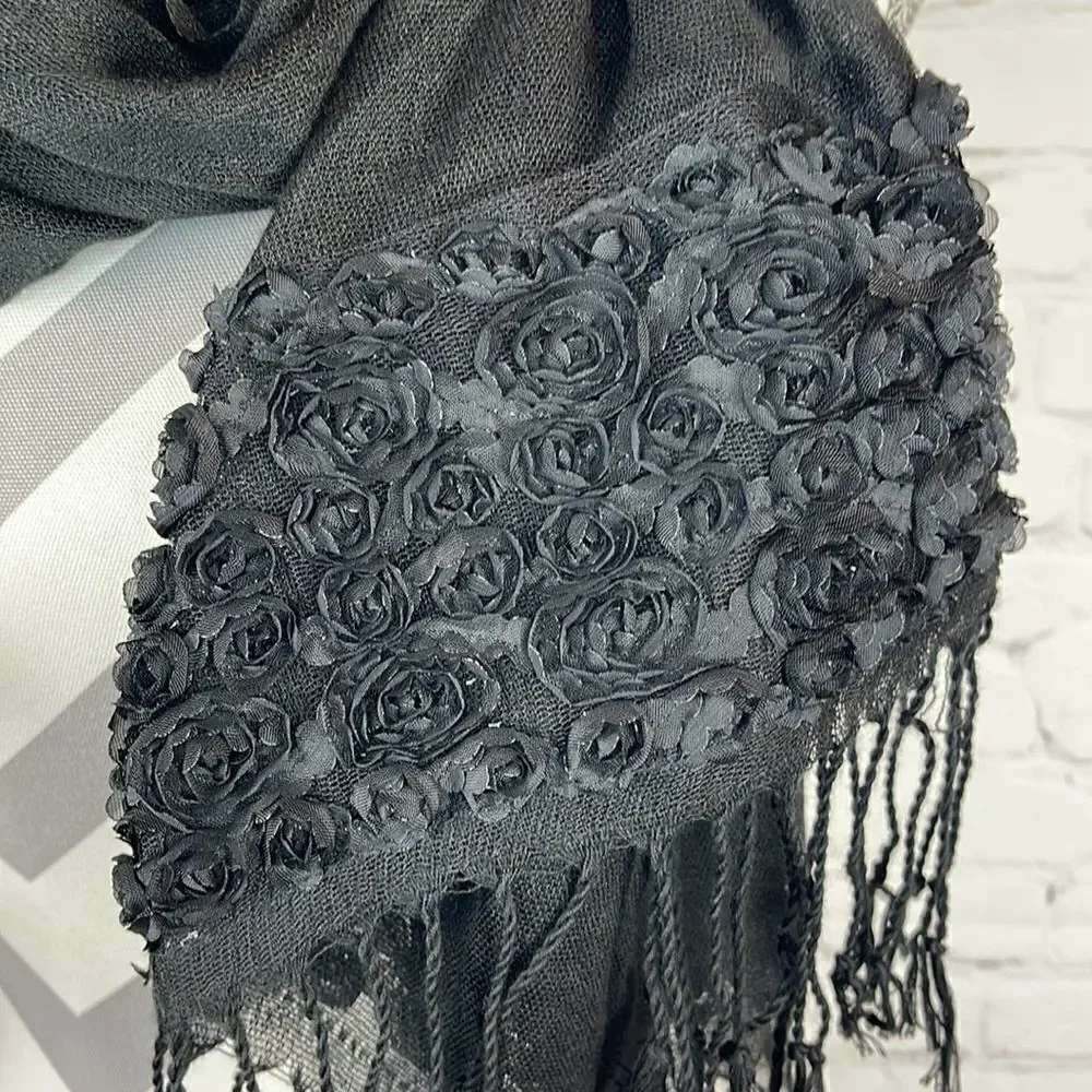 Black Floral Multi-use Scarf